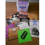 A box of approximately 90 rock alternative electronic LP records including The Smiths, Gary Numan,