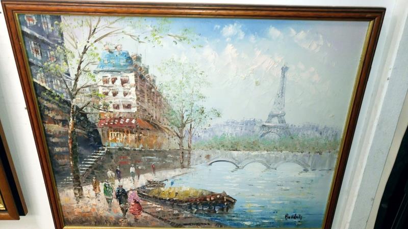 2 oil paintings of Paris signed Burnett - Bild 3 aus 3