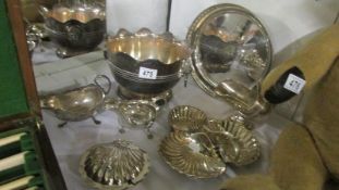 7 items of silver plate including butter dish, tray & milk jug etc.