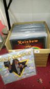 A box of approximately 60 thrash and heavy metal rock LP records including Danzig, Slayer,