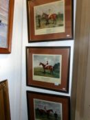 A set of 4 limited edition horse and jockey prints after Emil Adam with embossment published by