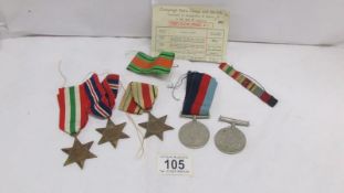 5 WW2 medals being Defence, War, 1939-45 star,