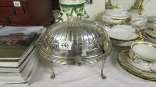 A victorian silver plated roll-over breakfast dish