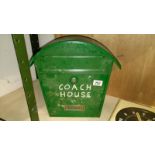 A green painted metal wall mounting letter box (no key)
