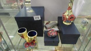 A collection of old Tupton ware, double egg cup, 8" vase,