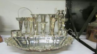 13 items of silver plate including posy vases