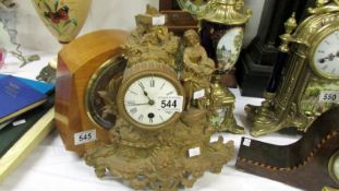 A spelter mantel clock