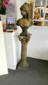 A French style bust on a Corinthian column in church stone