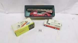 A boxed Dinky 287 police accident unit vehicle and a Dinky 956 Turntable fire escape vehicle