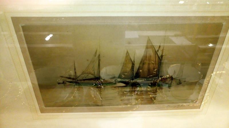 A pair of framed & glazed marine etchings signed Henry G Walker - Bild 3 aus 3