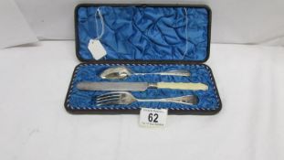 A Victorian cases Christening set comprising knife,