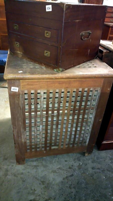 An unusual teak ship's vent 69cm x 69cm x 79cm high