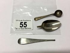 A Georgian silver teaspoon with London hall mark a/f and a Birmingham silver salt spoon