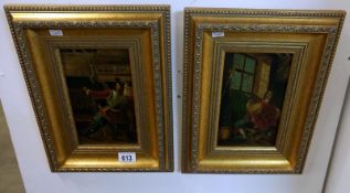 A pair of Goti oil on boards in modern frames