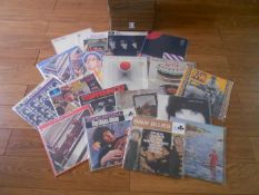 A box of approximately 60 progressive and classic rock LP records including John Mayall, Beatles,