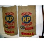 A pair of KP seed sacks