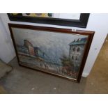 A large oil painting of Paris signed Burnet.