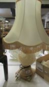 An alabaster table lamp