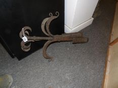 A super pair of blacksmith made 19th century church door hinges,