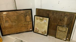 4 antiquie maps including coloured examples of Nottinghamshire,