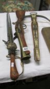 3 ornamental weapons including musket,
