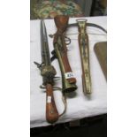 3 ornamental weapons including musket,