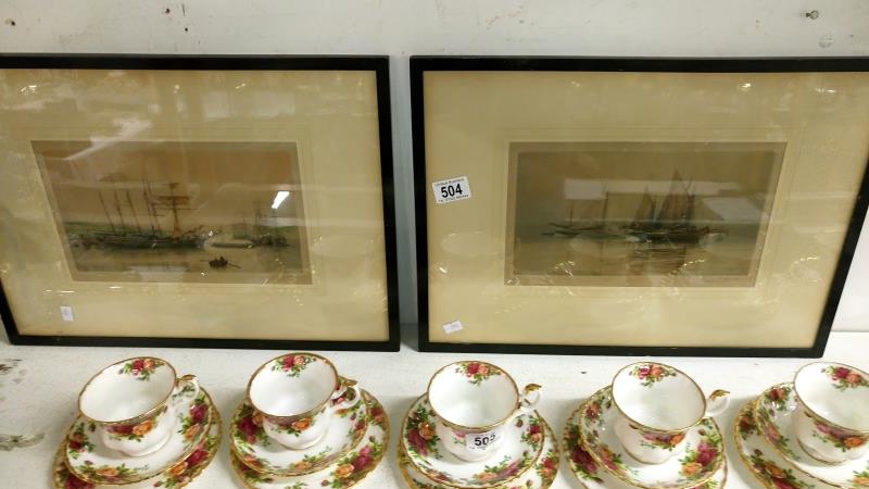 A pair of framed & glazed marine etchings signed Henry G Walker