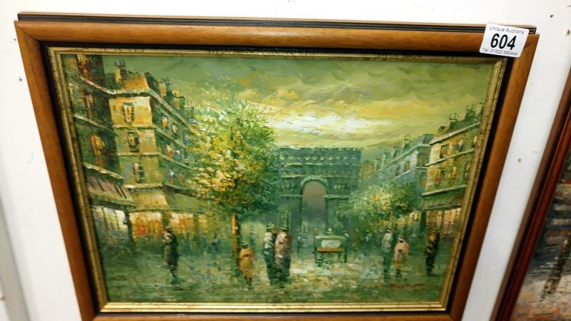 2 oil paintings of Paris signed Burnett - Bild 2 aus 3