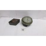 A pre war Smith's car clock and a spelter trinket box