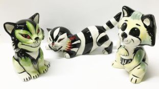 3 Lorna Bailey cat figures