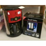 A Russell Hobbs coffee machine and cordless kettle
