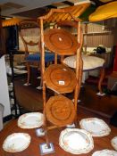 A 3 tier folding wooden cake stand