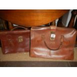 2 vintage leather cases, 1 monogram