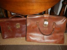 2 vintage leather cases, 1 monogram