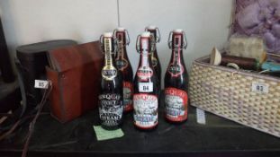 5 vintage style Newquay steam empty beer bottles