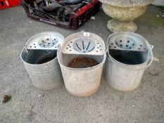 3 metal mop buckets