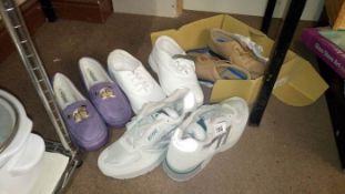 2 pairs of shoes, a pair of Hi-Tec trainers & pair of slippers