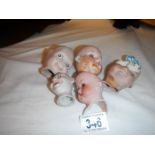 5 antique Porcelain dolls heads