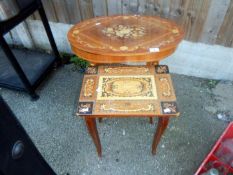 2 inlaid tables, 1 with lid (lid A/F)