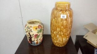 A West German pottery vase & 1 other