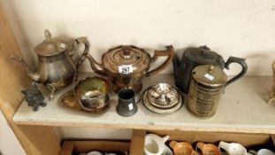 A quantity of silver plate including tea caddy