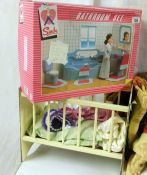 A boxed Sindy bathroom set, dolls furniture etc