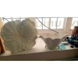2 handmade art pottery vases, Hibiscus & Lily