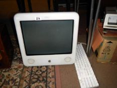 An Apple Emac monitor and keyboard