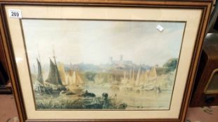 A framed & glazed picture of Lincoln Cathedral