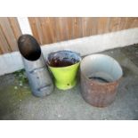 A coal scuttle & 2 other buckets