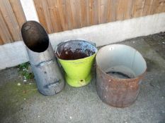 A coal scuttle & 2 other buckets