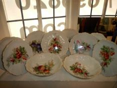 8 Bavarian fruit plates & 2 fruit bowls