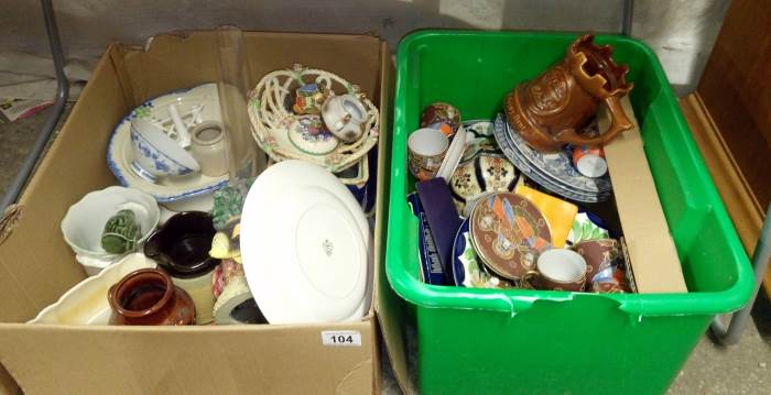 2 boxes of pottery and china