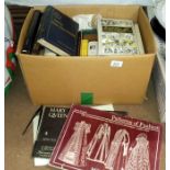 A box of books mainly on Elizabethan life